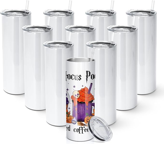 20oz Sublimation Stainless Steel Tumbler Blank W/Lid & Straw