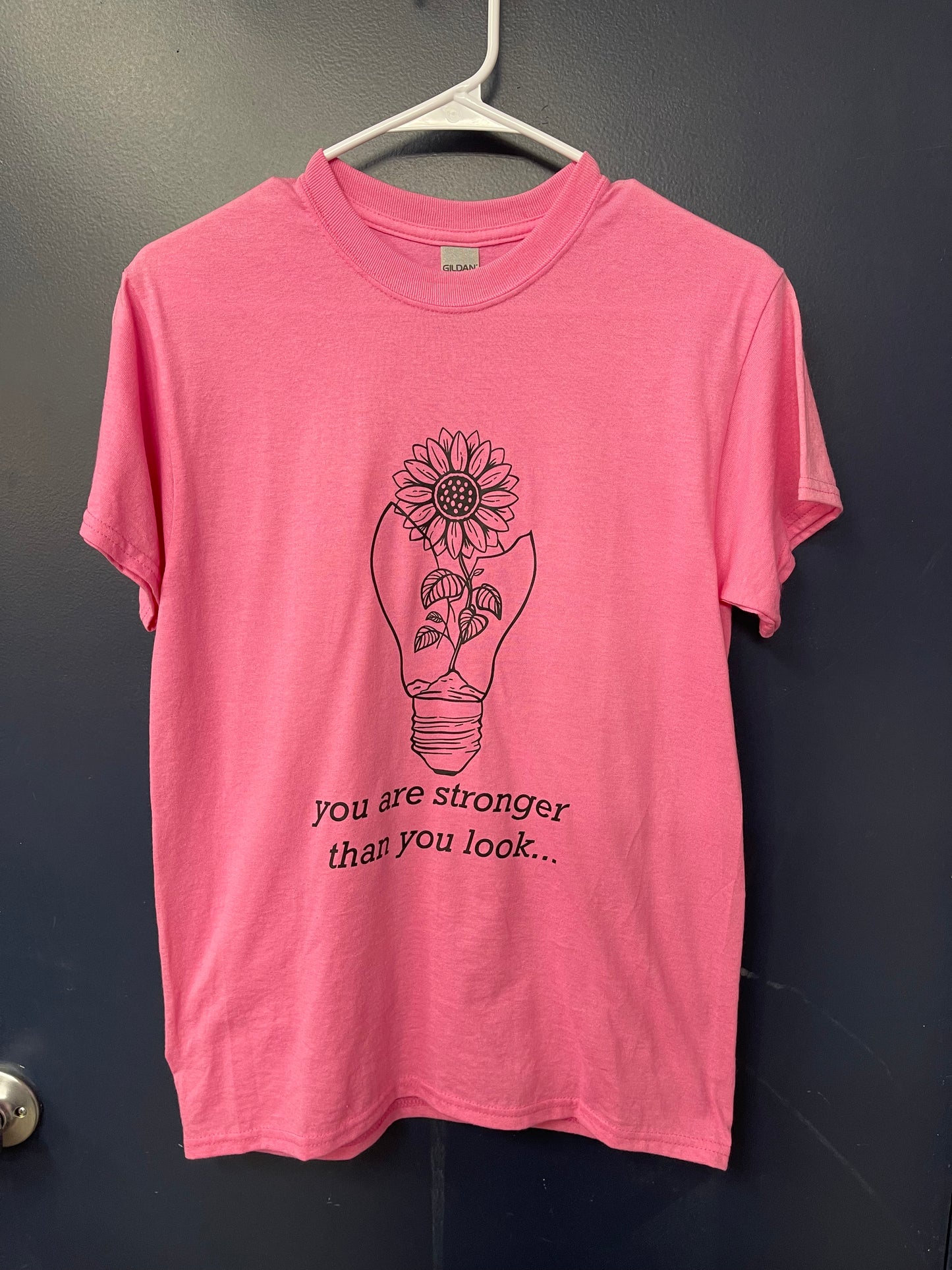 small stronger pink unisex tshirt