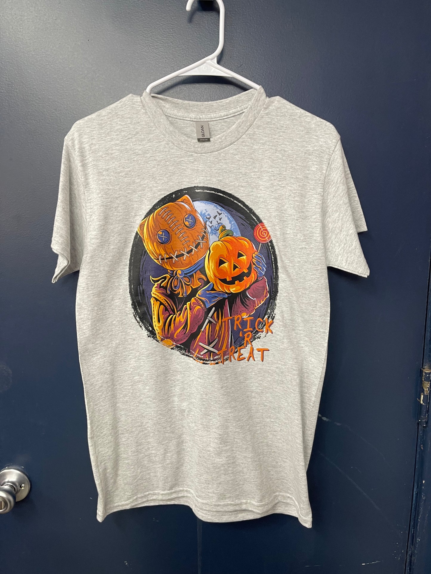 Small lt grey unisex tshirt Trick or treat