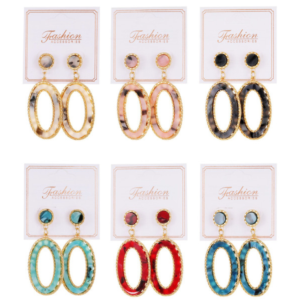 Gold Marble Post Earrings