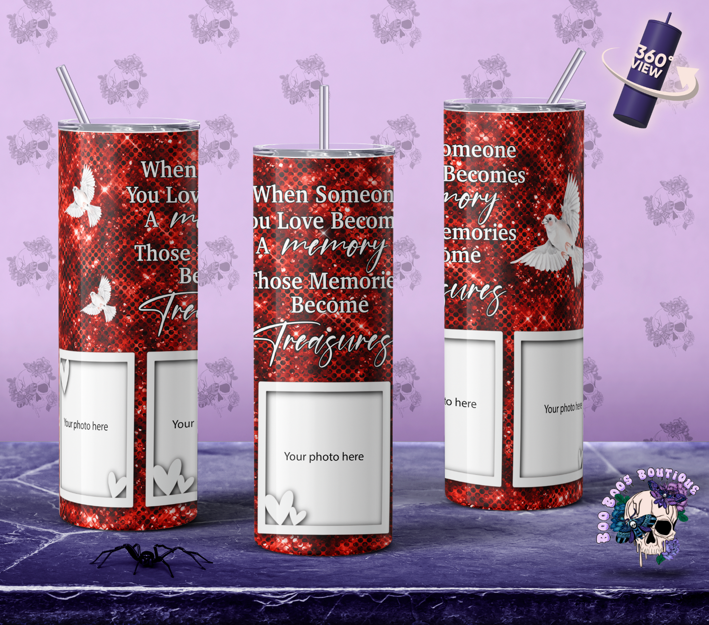 Red memorial photo tumbler (3 photos)