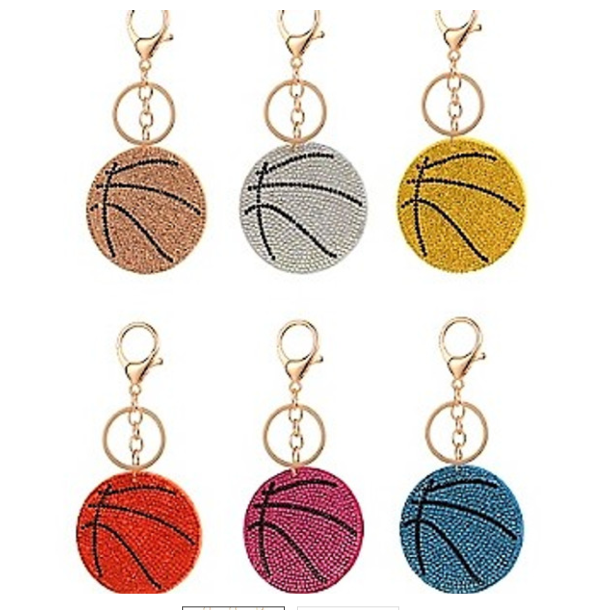 Rhinestone Basketball Keychains