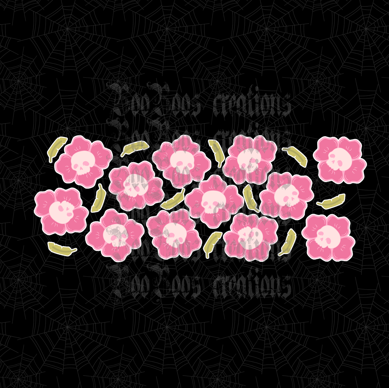 16oz Vinyl skull flowers Transfer