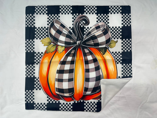 PUMPKIN PLAID 18X18 PILLOW CASE (NEW)