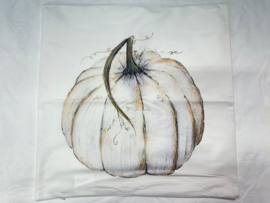 WHITE PUMPKIN 18X18 PILLOW CASE (NEW)