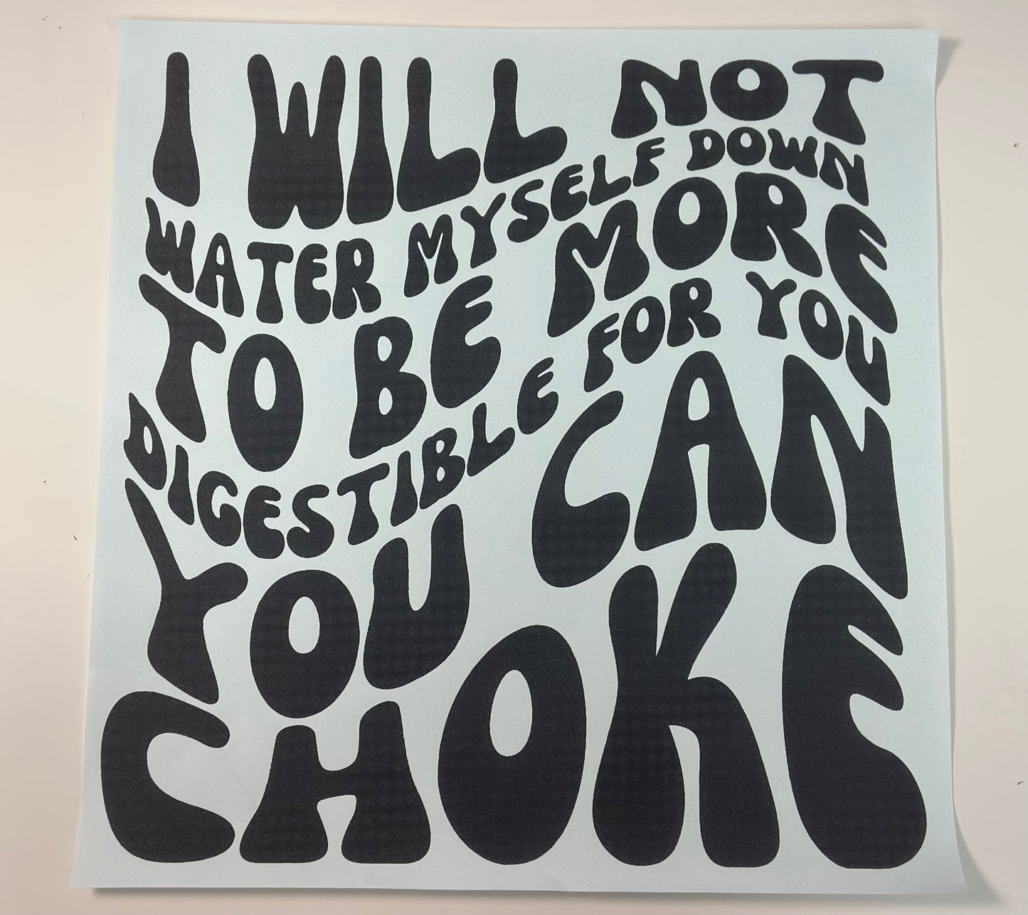 CHOKE BLACK SCREENPRINT TRANSFER