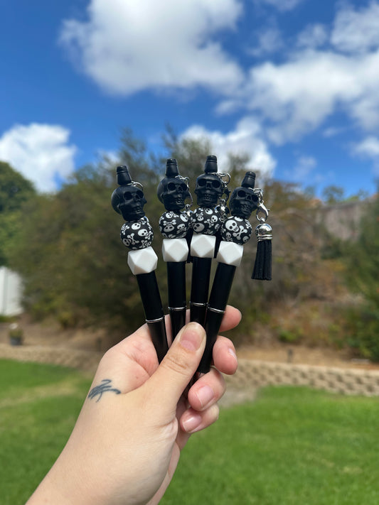 Black Skull head pen with tassel (Ready to ship - 1- 5 business days)