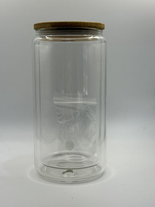 16oz Glass snowglobe predrilled (NO STRAW)