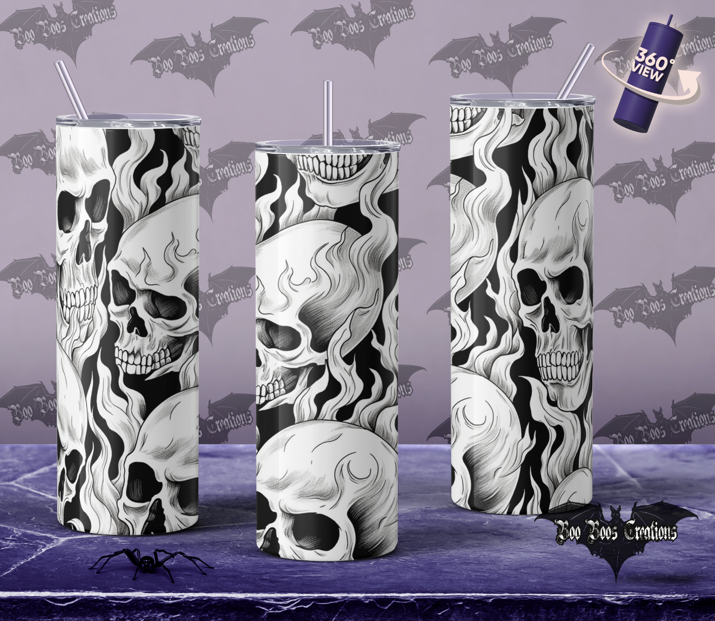 Skull on fire 20oz stainless steel tumbler (1-5 business days)