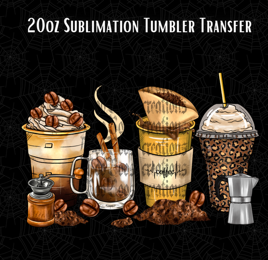 Coffee Cups 20oz Sublimation Transfer (Print To Order / 1-5 Business days)