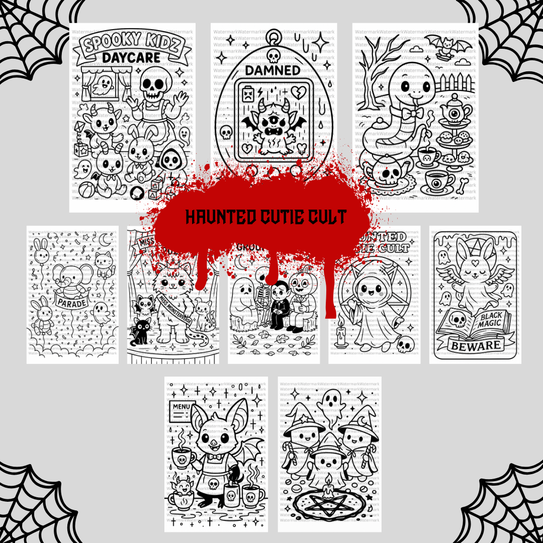 Haunted Cutie Cult Coloring Page Bundle