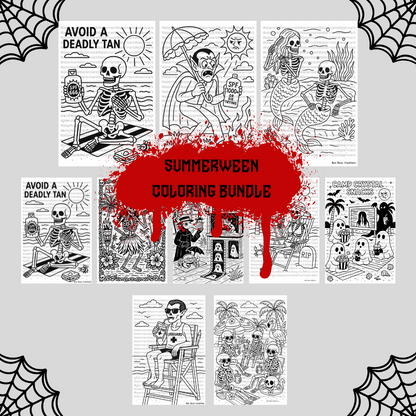 Summerween Coloring Page Bundle