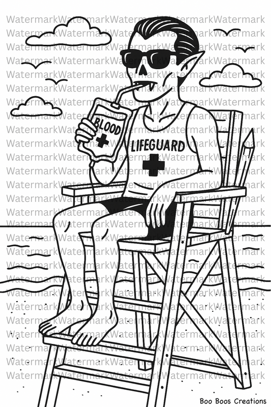 Vampire Lifeguard Coloring Page Digital