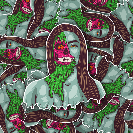 Holographic  Zombie Woman 2 Inch Vinyl Waterproof Sticker